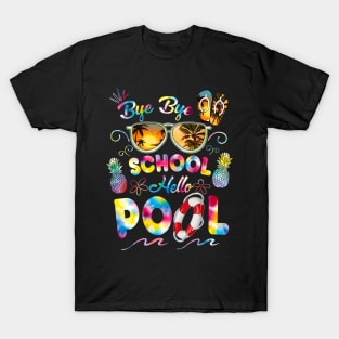 Bye Bye School Hello Pool Funny Summer Vacation Pool School T-Shirt